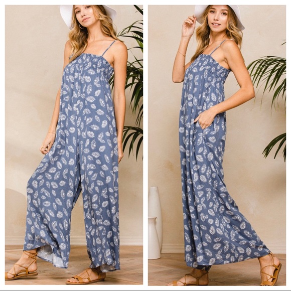 33 Élif Sleeveless Leaf Print Romper/Jumpsuit - Picture 4 of 5